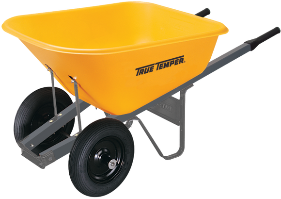 True Temper 6 Cubic Foot Poly Wheelbarrow With Dual Wheels