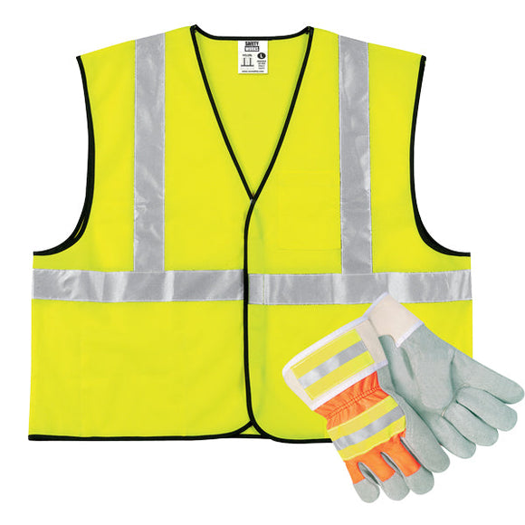 SAFETY WORKS Combo Kit - ANSI Class II Vest & Glove (X-Large)